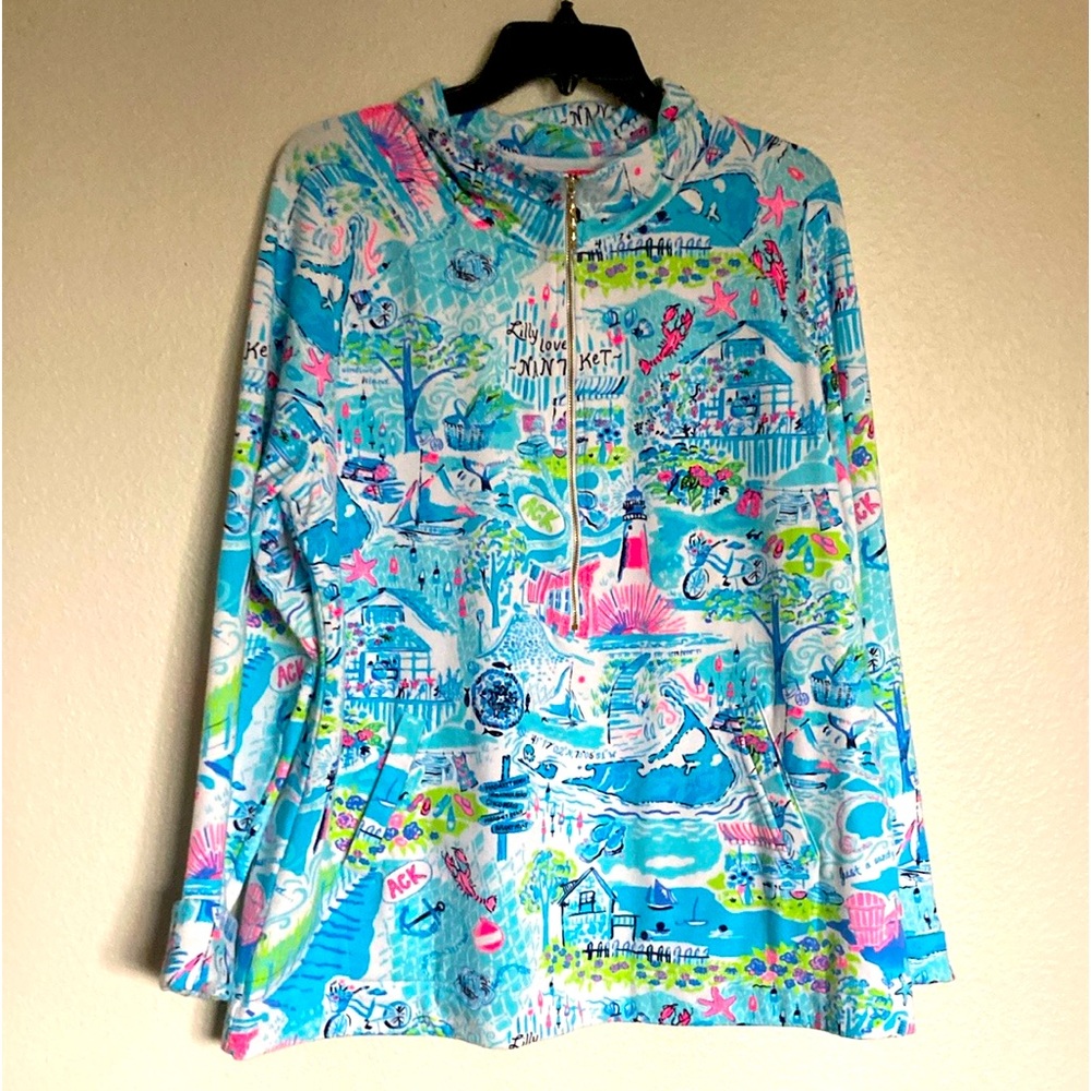 Lilly Pulitzer UPF 50+ Skipper Popover Lilly Loves Nantucket Whisper Blue